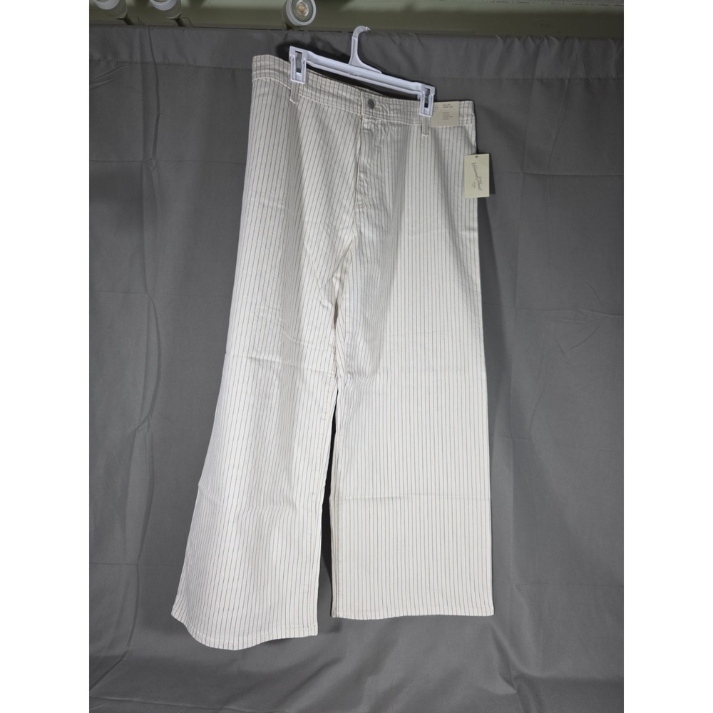 Universal Thread Womens Size 16 Sailor Wide Leg‎ Ankle Jeans High Rise Cream Pin